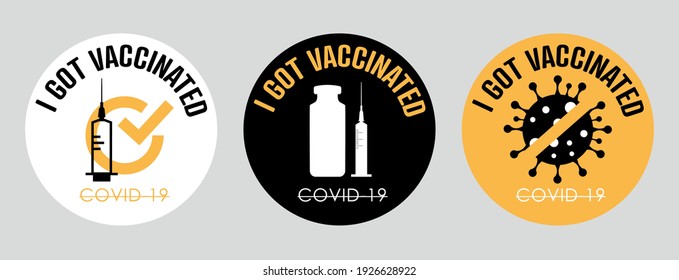 I got vaccinated Stamps. Covid-19 vaccine. Flat vector logo.