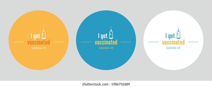 I got vaccinated Stamps. Covid-19 vaccine. Flat vector logo.