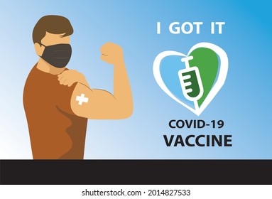  I Got Vaccinated For Sticker, Web Site, Flyer, Social Media Content, Poster, Card, Print, Concept, Info Message, Template. Vector