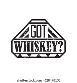 Got whiskey, motto written on white background, frame with stars in vintage americana whiskey label style, vector illustration, design for t-shirt