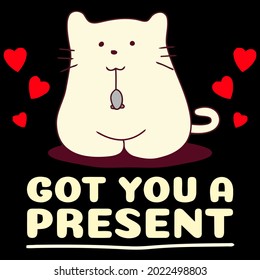 got you a present mouse funny cat long design vector illustration for use in design and print wall art poster canvas