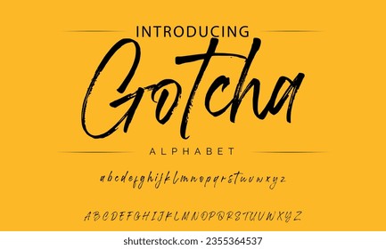 Gotcha Handwritten Brush font for lettering quotes. Hand drawn brush style modern calligraphy.