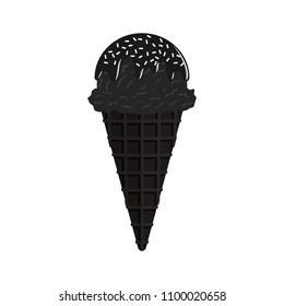 goth charcoal black ice cream. Illustration of sweet fresh dessert. vector isolated illustration in flat style. yummy graphic design elements for summer menu, advertising, poster, brochure etc.