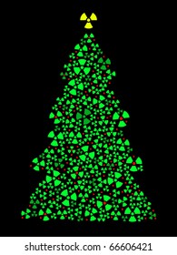 Goth Christmas tree composed of radiation warning symbols