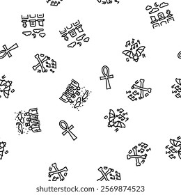 goth subculture punk gothic y2k vector seamless pattern thin line illustration