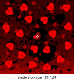 Goth version of Valentine's Day Heart Candy Background