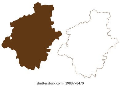 Gotha district (Federal Republic of Germany, rural district, Free State of Thuringia) map vector illustration, scribble sketch Gotha map