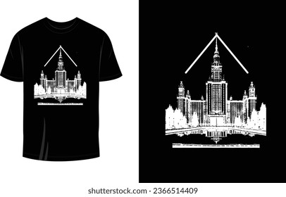 Gotham Tower T Shirt Print Ready Design Vector - Shutterstock ID 2366514409