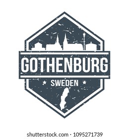 Gothemburg Sweden Travel Stamp Icon Skyline City Design Tourism. Seal Vector Passport.
