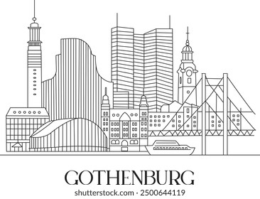 Gothenburg City Line Draw Free Vector