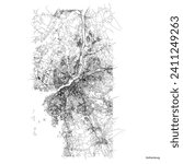 Gothenburg city map with roads and streets, Sweden. Vector outline illustration.