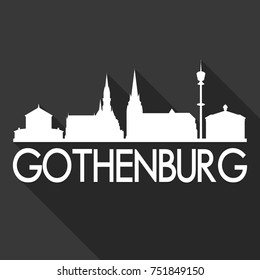 Gothenburg Flat Icon Skyline Silhouette Design City Vector Art Famous Buildings.