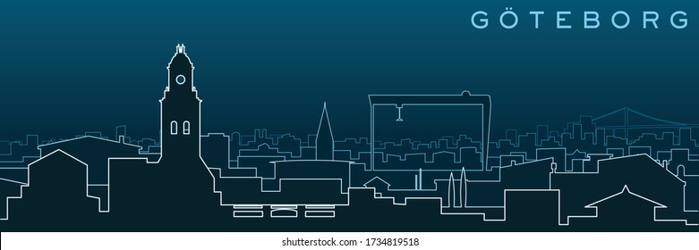 Gothenburg Multiple Lines Skyline and Landmarks