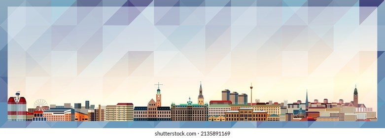 Gothenburg skyline vector colorful poster on beautiful triangular texture background