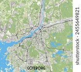 Gothenburg (Göteborg) Sweden map poster art