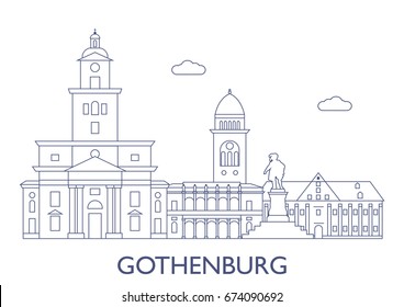 Gothenburg, Sweden. The most famous buildings of the city
