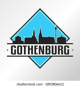 Gothenburg, Sweden Skyline Logo. Adventure Landscape Design Vector City Illustration.