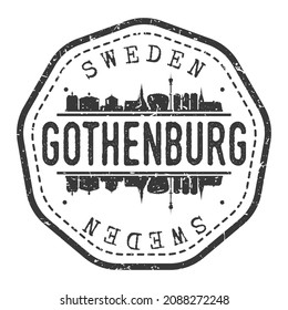 Gothenburg, Sweden Stamp Skyline Postmark. Silhouette Postal Passport. City Round Vector Icon. Vintage Postage Design.