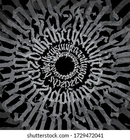 Gothic abstract of modern calligraphy on Black background. Ready for textile prints.