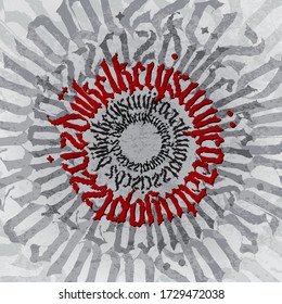 Gothic abstract of modern red calligraphy on Black background. Ready for textile prints.