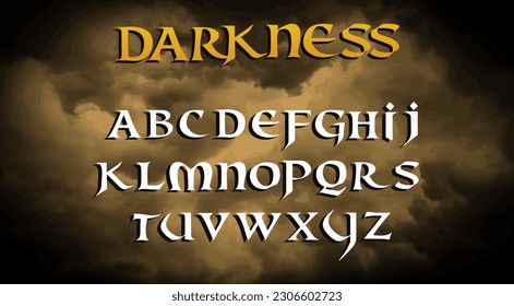 Gothic Alphabet in 90's style. Retro typography for horror or thriller movie logo. Vintage abc vector collection of letters. Capital font for fantasy and drama.