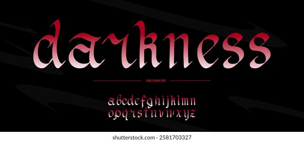 Gothic alphabet. Medieval handwritten typeface in old style made with calligraphy pen. Traditional font for authentic projects engraved on paper