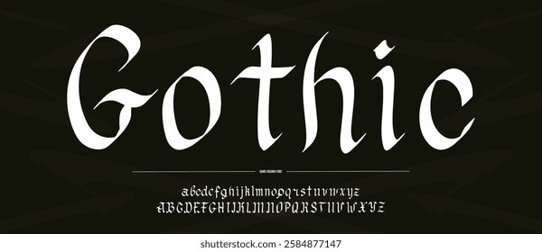 Gothic alphabet. Medieval handwritten typeface in old style made with calligraphy pen. Traditional font for authentic projects engraved on paper