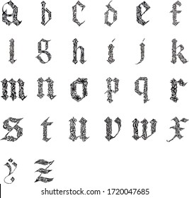 the gothic alphabet with ornaments