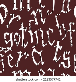 Gothic alphabet pattern seamless, calligraphy, lettering. European Medieval latin letters. Vector background