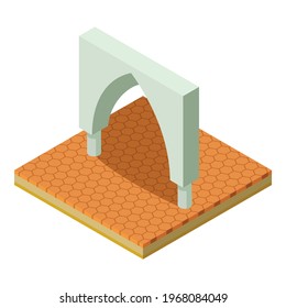 Gothic arch icon. Isometric illustration of gothic arch vector icon for web