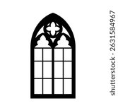 Gothic arch window pane black silhouette design