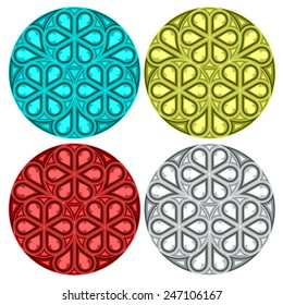 Gothic Architectural roundel tracery in four color 