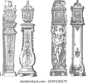 Reloj clásico de la ilustración de la arquitectura gótica
