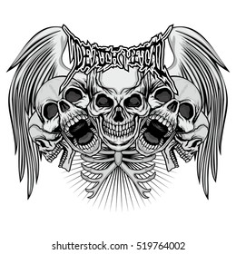 Gothic banner with skull, grunge.vintage design t-shirts