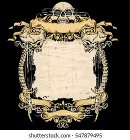 Gothic banner with skull, grunge.vintage design