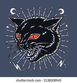 gothic black cat vector illustration