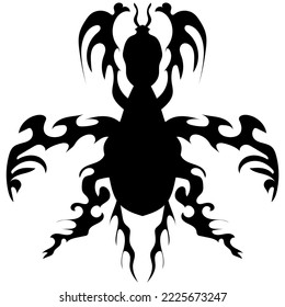 Gothic black and white mole cricket image for tattoos or prints. Black line icon for shields or sports emblems, textiles, web icons, textiles, labels, interiors, fashion trends, postcards, etc.