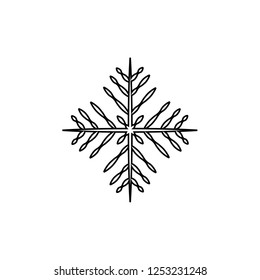 gothic black winter snowflake isolated on white background line icon silhouette