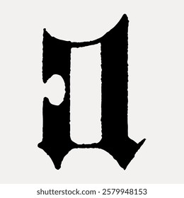 Gothic blackletter 'A' in bold, vintage style. Blackletter font, Gothic 'A' design. Bold blackletter 'A' with vintage flair. Gothic 'A' in bold blackletter. Vintage black font isolated, vector.