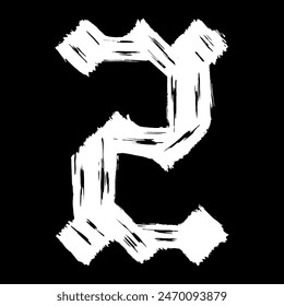 Gotischer Pinselstrich. Weißer Buchstabe auf schwarzem Hintergrund. Vektorgrafik mittelalterliche Schrift.