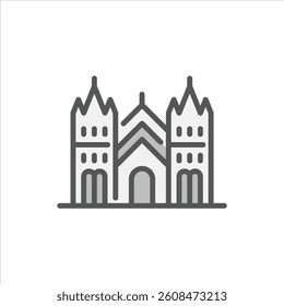 gothic building filled outline icon. architecture color line illustration.