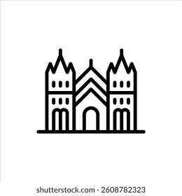 gothic building outline icon. architecture black line illustration.