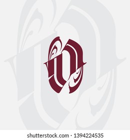 Gothic Calligraphy Vector Letter O Logo. Modern Gothic O Personal Branding Name Logotype