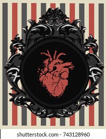Gothic Card with Anatomic Heart - Vector art