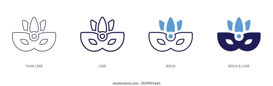 Gothic carnival mask icon in 4 different styles. Thin Line, Line, Bold, and Bold Line. Duotone style. Editable stroke.