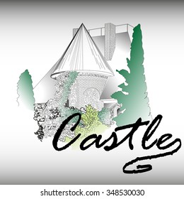 Gothic castle with a garden