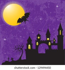 Gothic castle in the moonlight. EPS10 vector illustration for Halloween design.