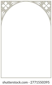 Gothic cathedral arch window template. Architectural elements, print, tattoo