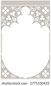 Gothic cathedral arch window template. Architectural elements, print, tattoo