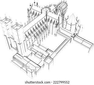 gothic cathedral building sketch